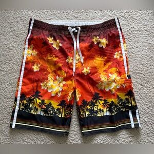 Urban Pipeline Floral Sunset Board Shorts Blokecore Pocket Drawstring